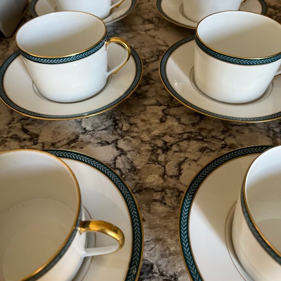 Raynaud Limoges France Limoges Cup & Saucer Set LAURIER BLUE By Ceralene - Picture 4 of 6